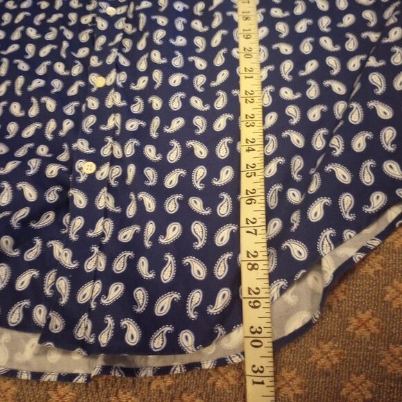 - Land's End paisley print short sleeve button down with front pocket - Picture 5 of 6